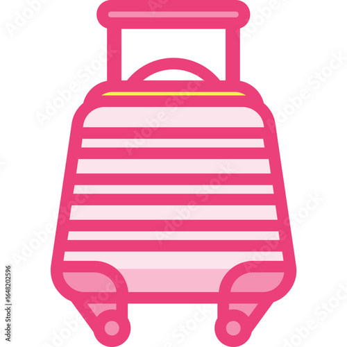 Vibrant pink striped suitcase, an essential icon for exciting adventures and seamless journeys, symbolizing the thrill of exploration and upcoming vacations.