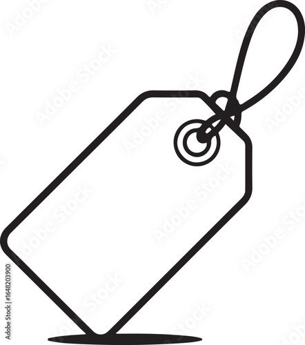 Minimalist Price Tag Line Drawing Blank Label with Loop String