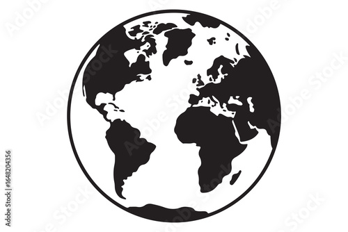 Earth globe silhouette vector icon isolated on white background
