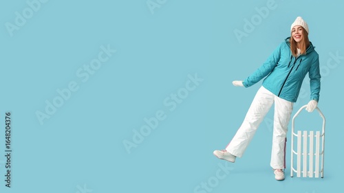 Carefree young woman in war...