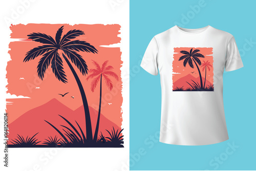 Colorful summer t-shirts on display at a vibrant store during sunny days.	