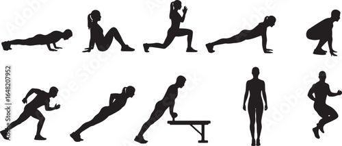 people men and women doing a variety of fitness exercises