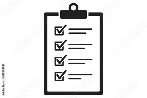 Simple checklist clipboard silhouette icon minimalist vector illustration isolated on white background
