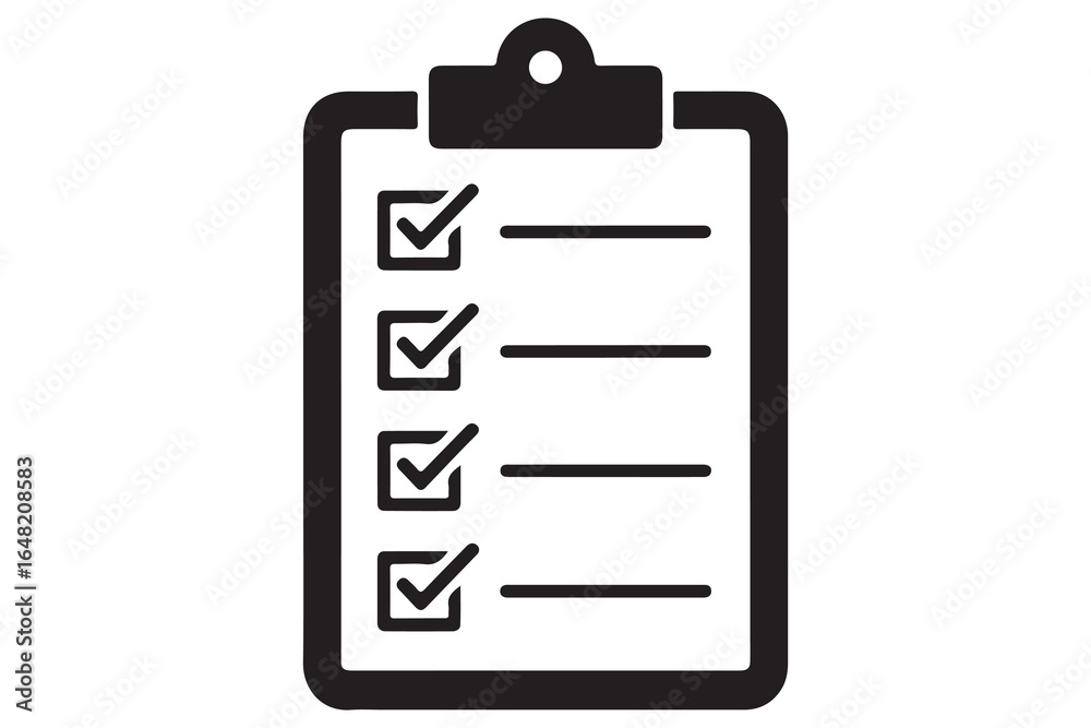 Simple checklist clipboard silhouette icon minimalist vector illustration isolated on white background
Simple checklist clipboard silhouette icon minimalist vector illustration isolated on white background