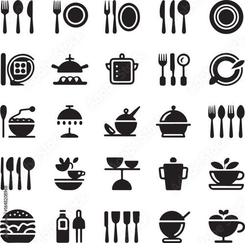 Culinary Icons Seamless Pattern Featuring Cooking Utensils Dinnerware and Food Items for Restaurant Design and Food Blog Backgrounds or Culinary Themed Illustrations