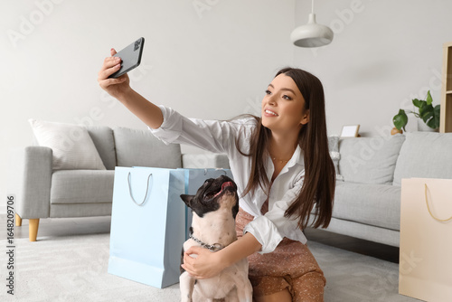 Young woman with her French...