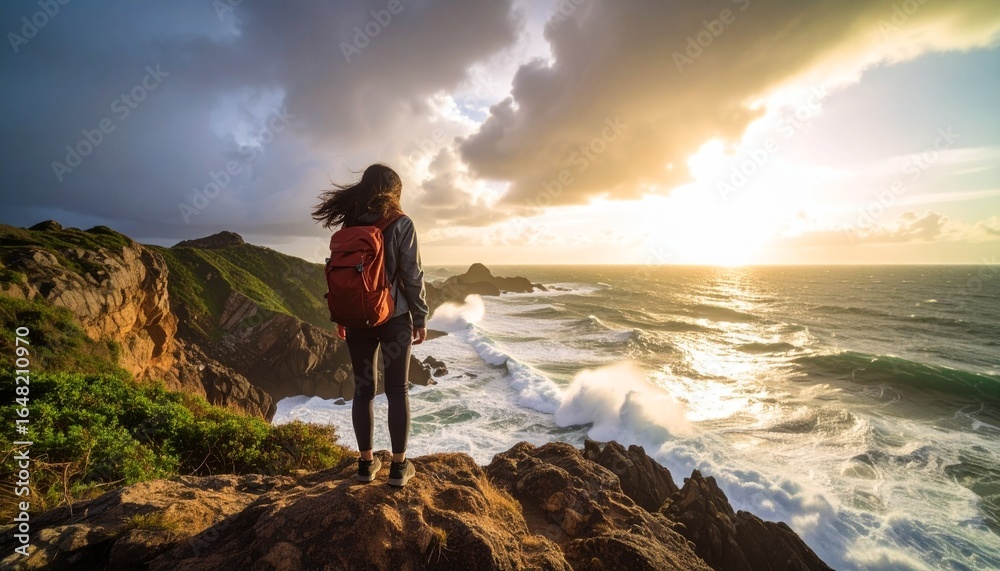Fototapeta premium Survivor on Wind-Swept Clifftop