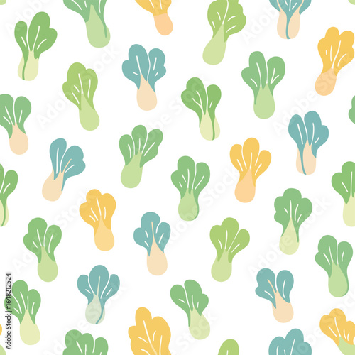 Stylized Bok Choy Vegetable Seamless Background.