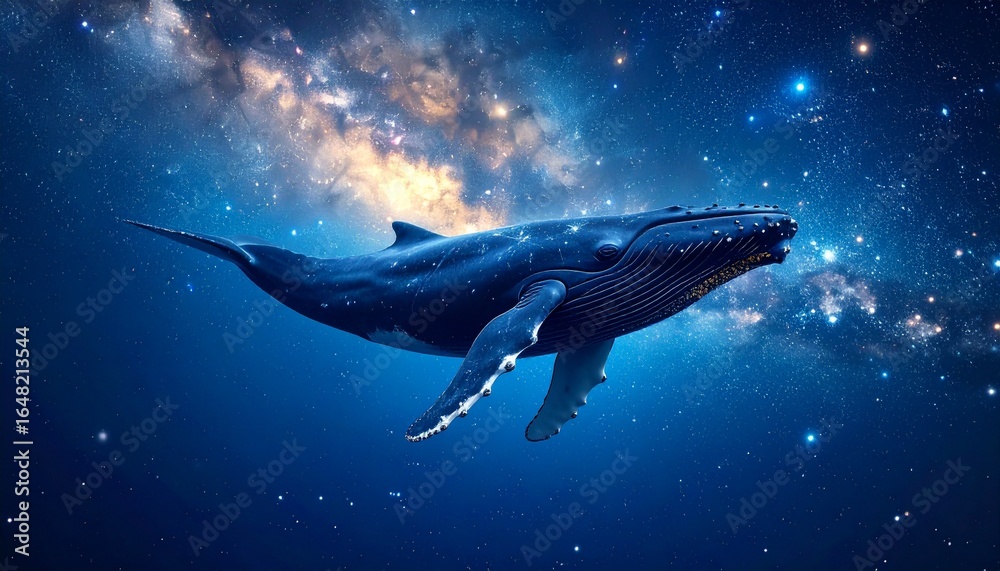 Fototapeta premium Cosmic Whale Swimming through Starfield