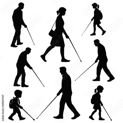 Silhouettes of blind people