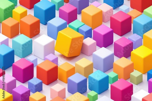 Colorful geometric cubes arranged in a pattern.