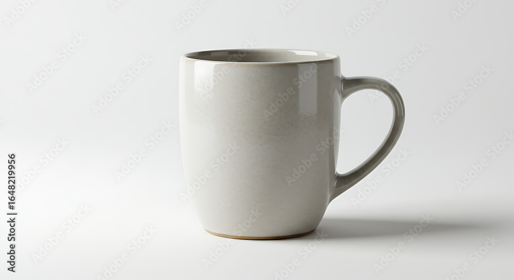 Fototapeta premium Ceramic coffee mug with glossy finish isolated on pure white background, minimal design, clean aesthetics, sharp focus, ideal for branding, product mockup, advertising, or e-commerce presentation. 