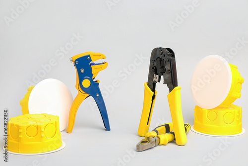 Electrician's tools on ligh...