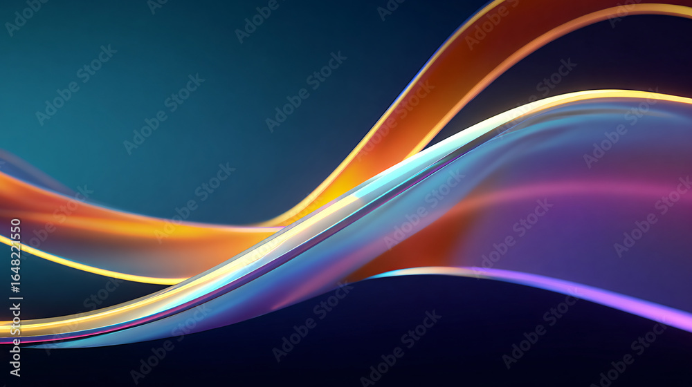 Naklejka premium Colorful Curved Light Streaks