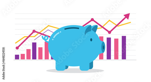 Investments are growing steadily with financial success and savings goals in a modern design style