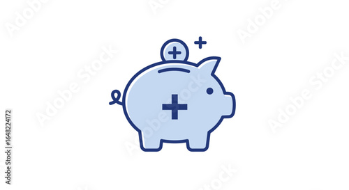 Piggy bank icon for financial savings and investment growth, adding money concept, budgeting success