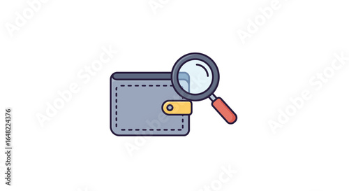 Investigate your finances with this illustration of a wallet and magnifying glass for financial awareness