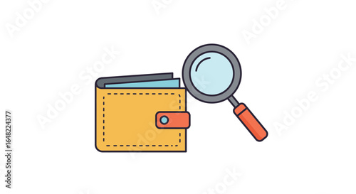 Find financial security with careful spending, examining wealth, and saving money wisely with a magnifying glass