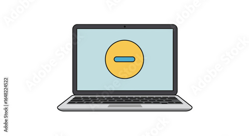 Sleek laptop displaying minimal subtract icon, modern tech interface for design concepts and presentations