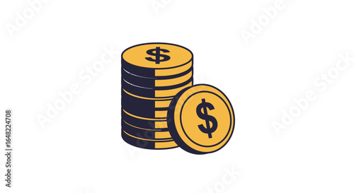 Stacked dollar coins representing financial success, wealth, savings, and investment growth concepts