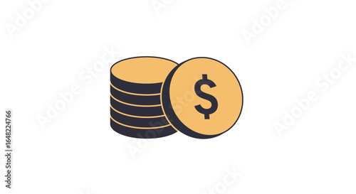 Stack of coins with dollar sign, symbolizing wealth, savings, and financial success