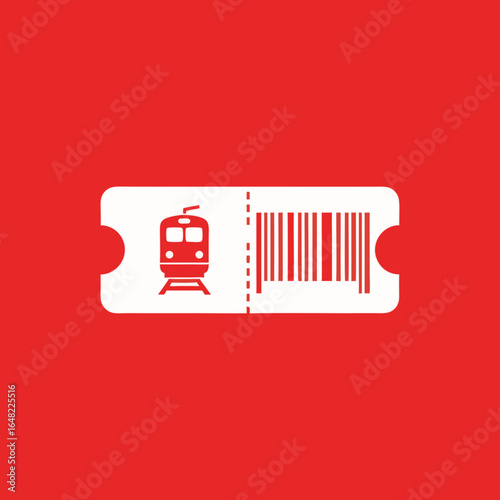 vector of a train ticket with a barcode, representing public transportation, travel, and ticketing systems.