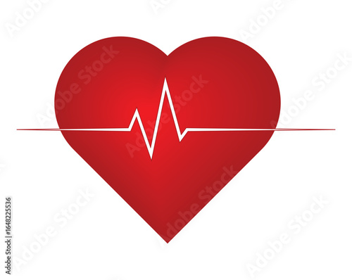 Red heart shape with a white electrocardiogram line across the center