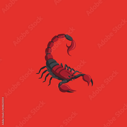 vector of a red scorpion, a venomous arachnid, symbolizing danger, desert, and zodiac signs.