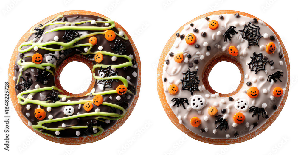 Fototapeta premium Halloween Spooky Decorative Donuts Bread on Transparent Background
