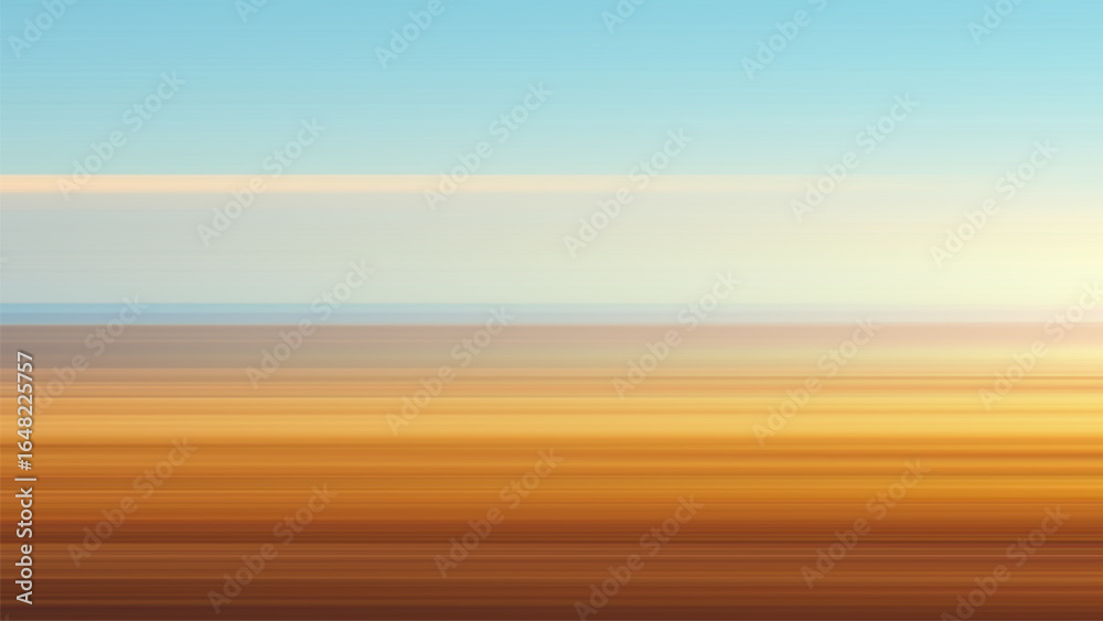 Obraz premium Minimalist landscape with fine horizontal lines in blue sky and golden field tones. Serene and balanced artwork perfect for stylish interior decor, wall prints, posters and peaceful design concepts