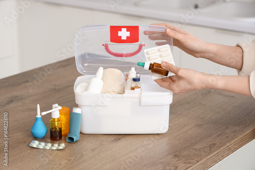 Woman with medications and ...