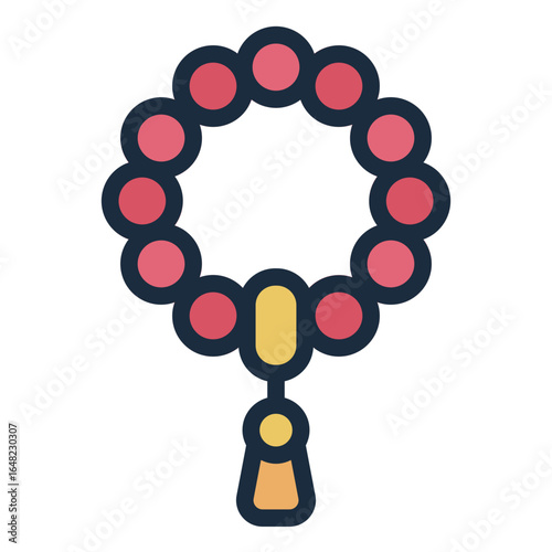 tasbih filled line icon used for prayer in mosque or home