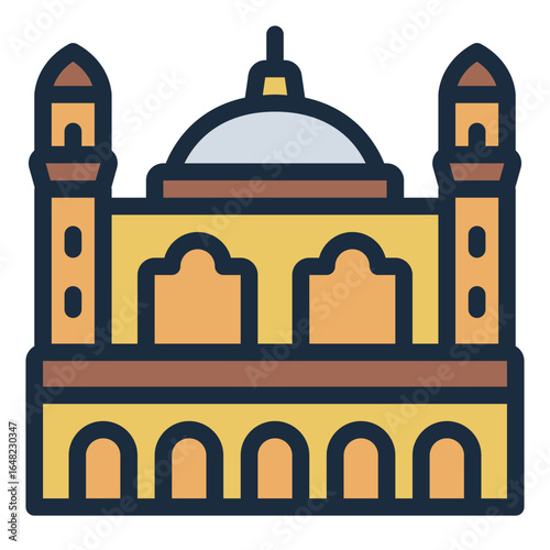 hagia sophia filled line icon showing famous istanbul mosque museum