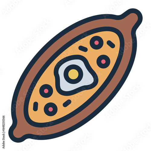 turkish pide filled line icon served at bakery or restaurant