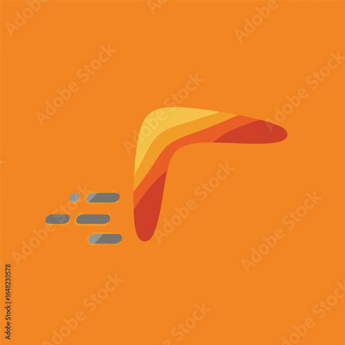 vector of a flying boomerang, symbolizing return, aboriginal culture, and outdoor sports.