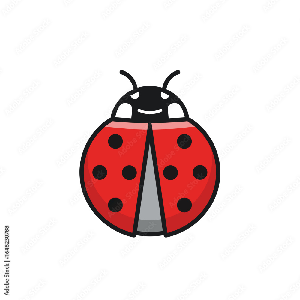 Obraz premium vector of a cute red ladybug insect with black spots.