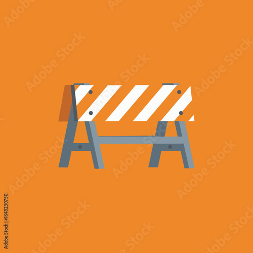 vector of a striped construction barrier or road block, symbolizing construction site, danger, warning, work in progress, or restricted access.