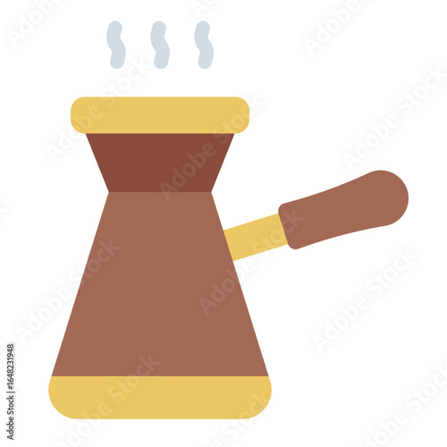 turkish coffee flat icon brewing in cezve at cafe