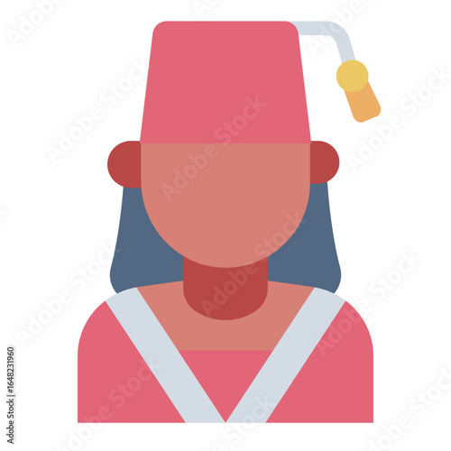 turkish woman flat icon wearing cultural fez and dress
