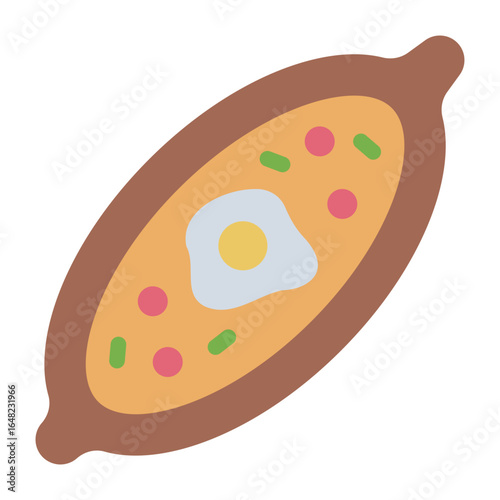 turkish pide flat icon served at bakery or restaurant