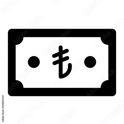 turkish lira glyph icon used for banknote currency and finance