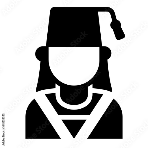 turkish woman glyph icon wearing cultural fez and dress