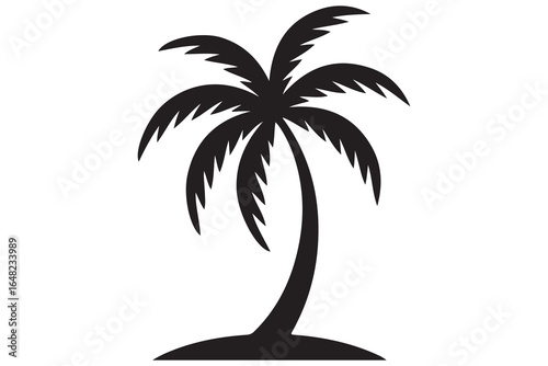 Palm tree silhouette vector isolated on white background for tropical design
