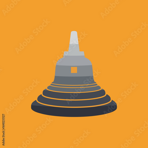 vector of a majestic Buddhist stupa or temple structure, reminiscent of Borobudur, symbolizing spirituality, ancient architecture, and cultural heritage.