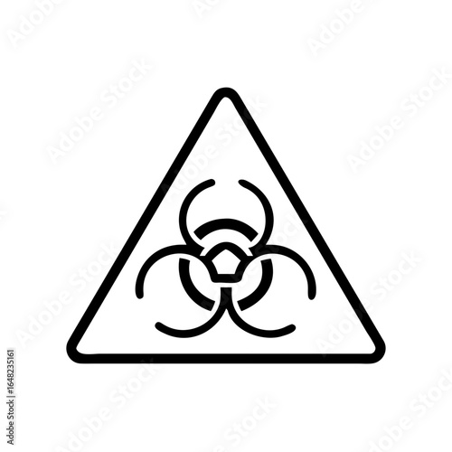 A stark and commanding biohazard symbol, a stark warning of danger and contamination, standing alone in its geometric simplicity, signaling caution.