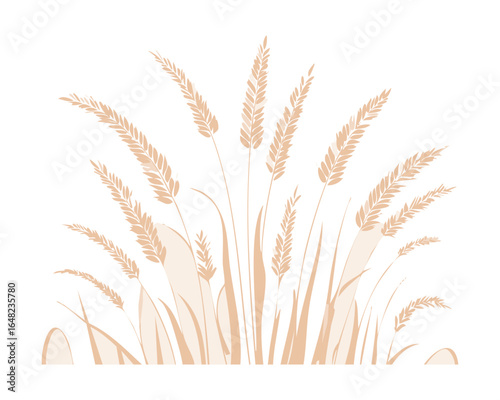 Simple Illustration of a Cattail Plant with Leaves, Isolated Nature Graphic