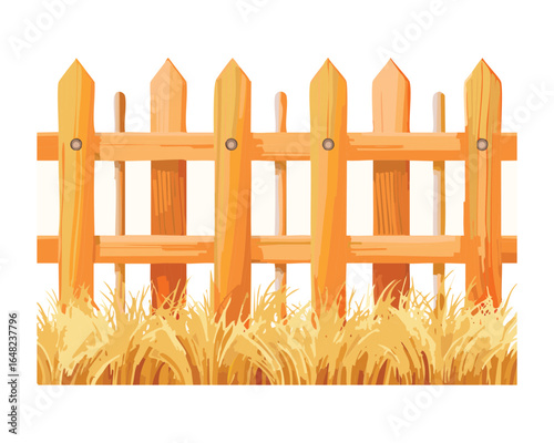 A charming horizontal banner with a simple wooden fence and a border of tall, colorful wheat plants, creating a peaceful countryside scene