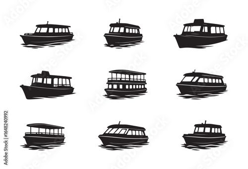 Water taxi silhouette vector design set