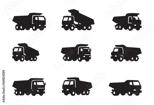 Tipper truck silhouette vector collection