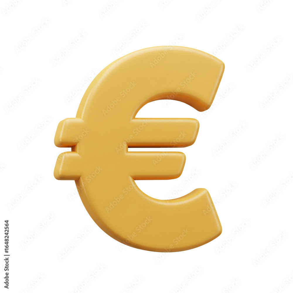 Fototapeta premium A vibrant three-dimensional golden Euro currency symbol represents financial growth and economic stability.